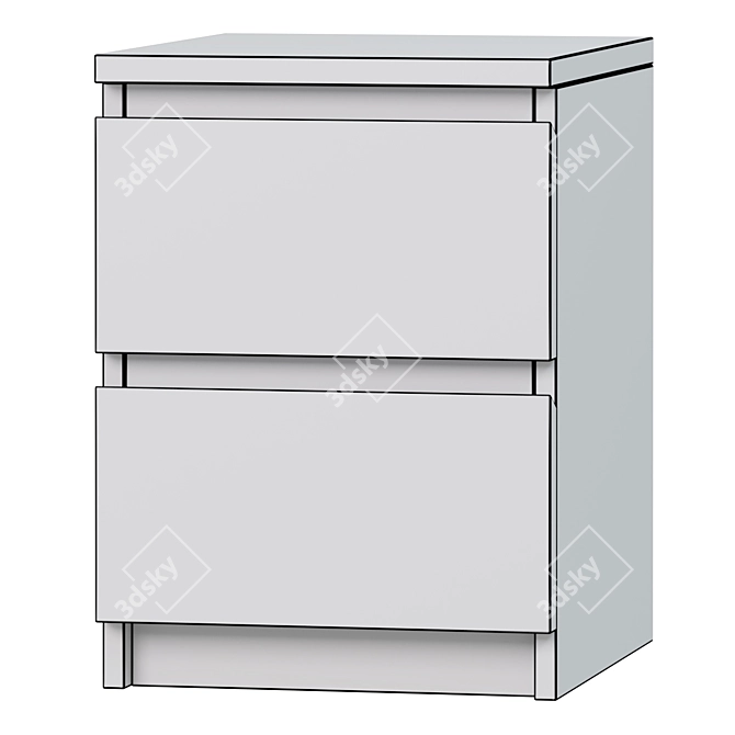 Compact White Chest of Drawers 3D model image 2