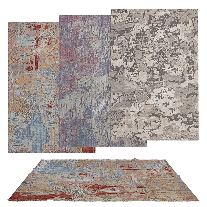 Versatile Set of 6 Rugs with Stunning Details 3D model image 1