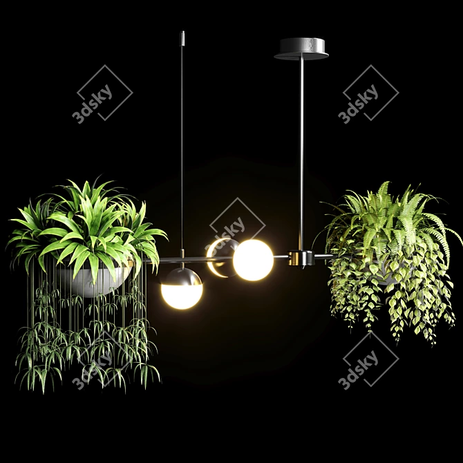 Elegant Hanging Plant Pendant Light 3D model image 2