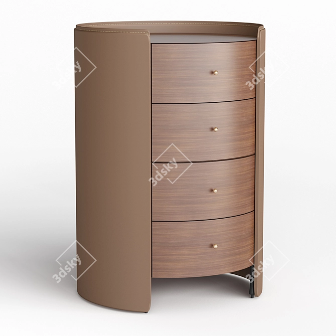 Elegant Walnut and Leather Chest of Drawers 3D model image 1