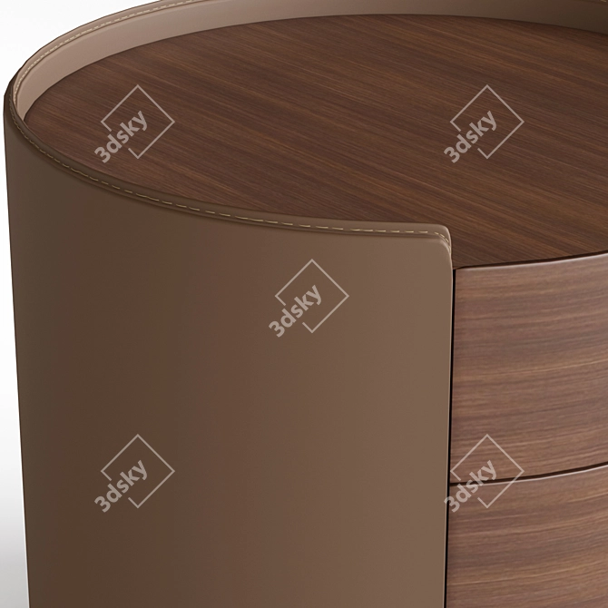 Elegant Walnut and Leather Chest of Drawers 3D model image 4