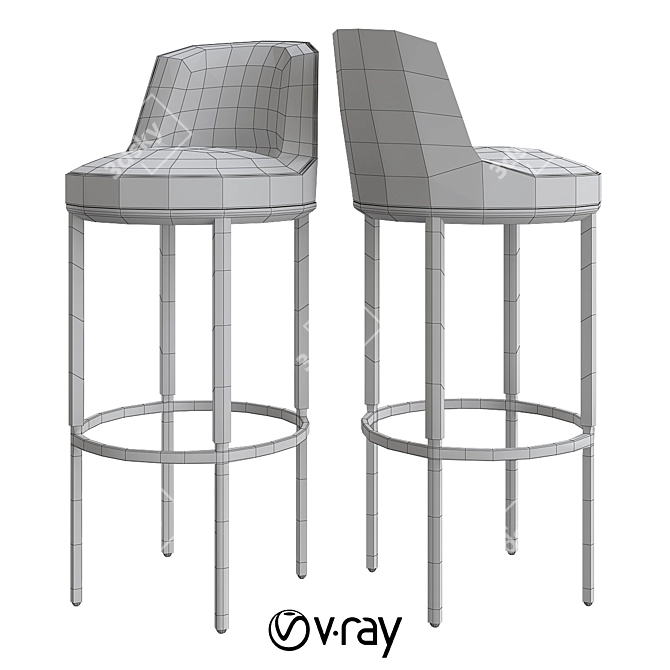 Modern Italian Caratos Bar Chair 3D model image 4