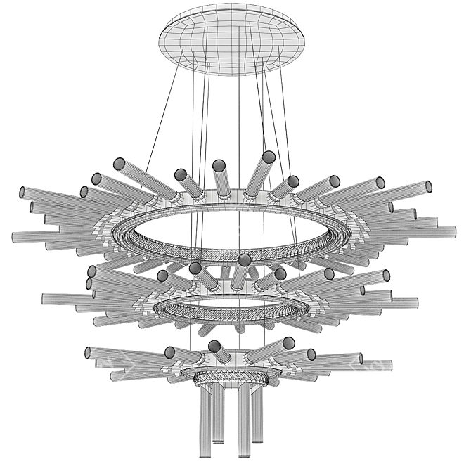 Elegant Crystal Cascade Chandelier 3D model image 2