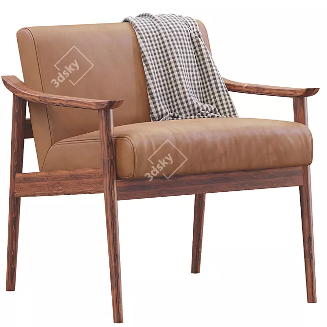 Elegant Wooden Chair by West Elm 3D model image 4