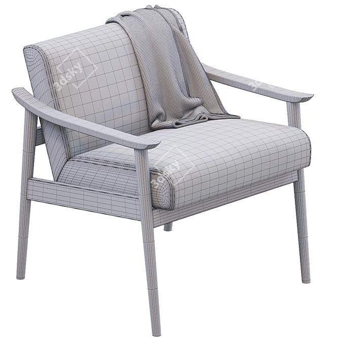 Elegant Wooden Chair by West Elm 3D model image 5