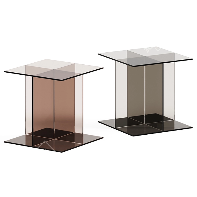 e15 VIER Square Glass Coffee Table 3D model image 1