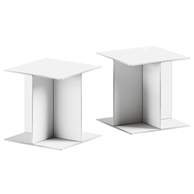 e15 VIER Square Glass Coffee Table 3D model image 2