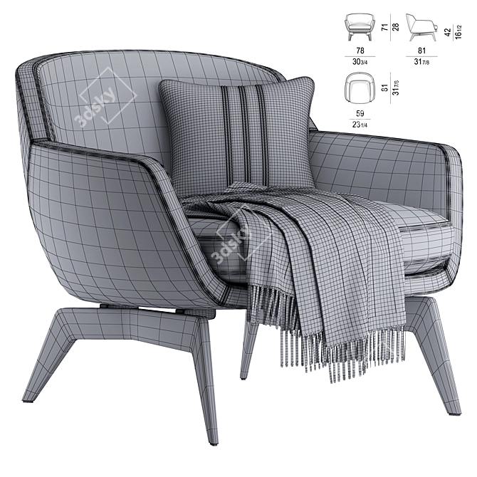 Modern Belt Armchair from Minotti 2021 Collection 3D model image 5