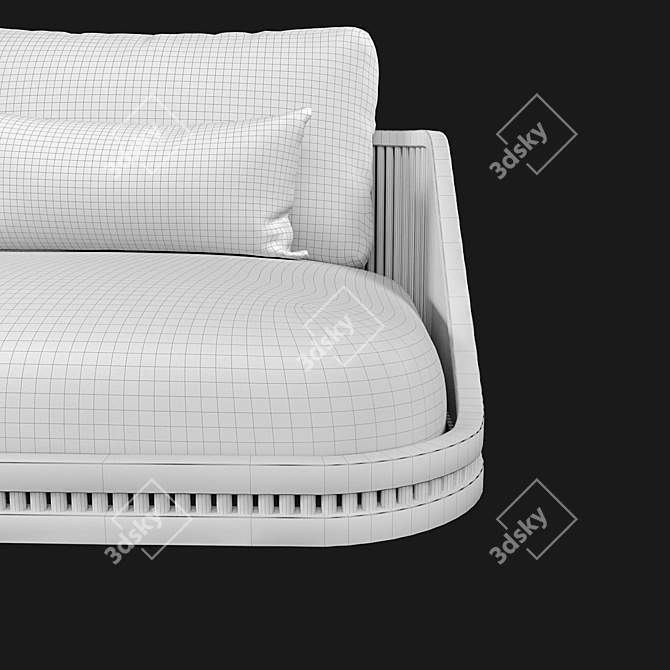 Modern Wood and Brass Lounge Sofa 3D model image 4