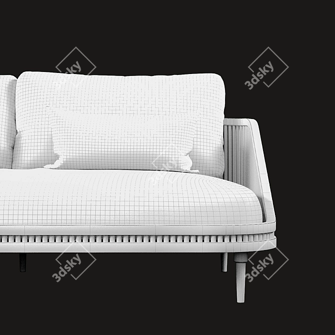 Modern Wood and Brass Lounge Sofa 3D model image 6