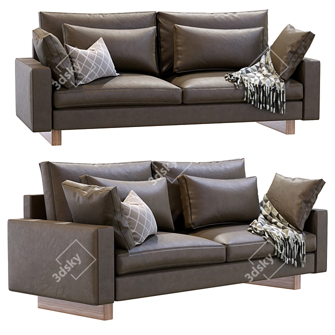 Elegant Harmony Leather Sofa 3D model image 1