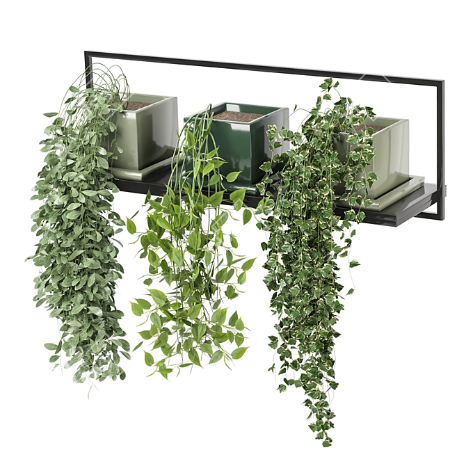  Rusty Concrete Pot with Indoor Plants - Set 107 3D model image 5