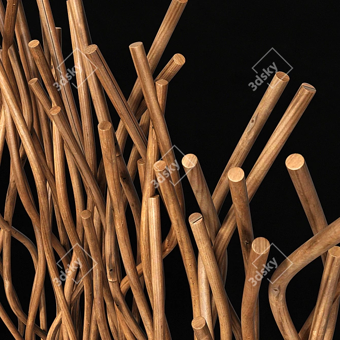 Curved Branch Screen Decor n5 3D model image 5