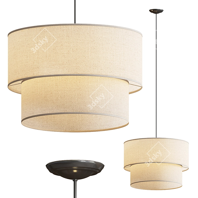 Elegant Fabric Pendant Light 3D model image 1