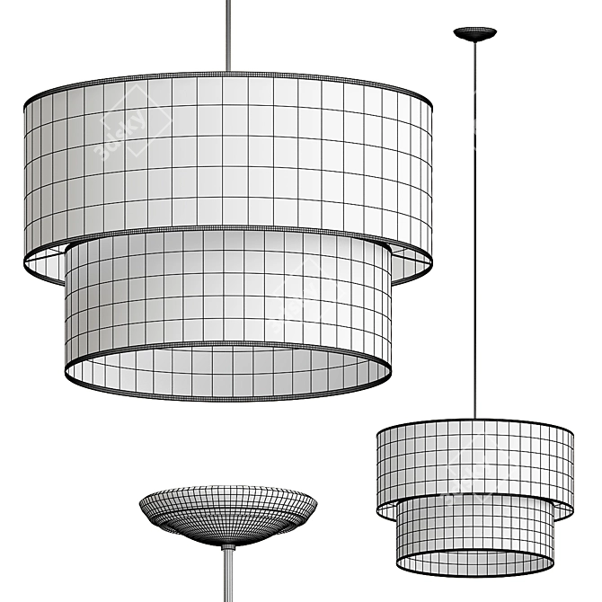 Elegant Fabric Pendant Light 3D model image 2