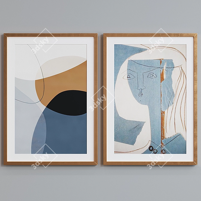 Modern Abstract Picture Frame Set 3D model image 2