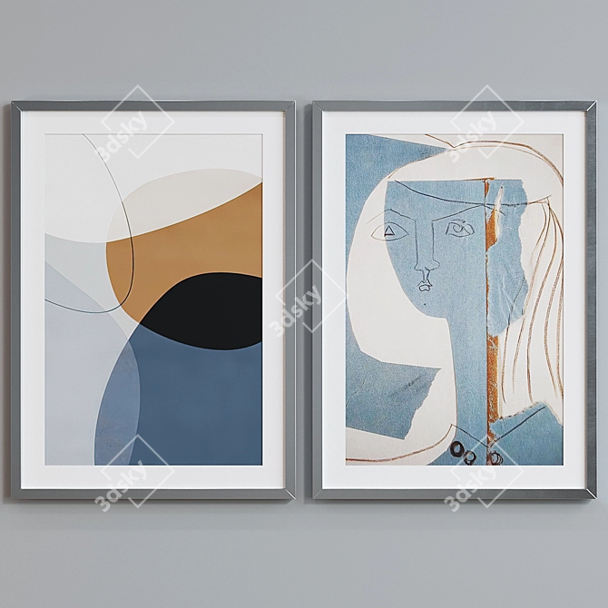 Modern Abstract Picture Frame Set 3D model image 3