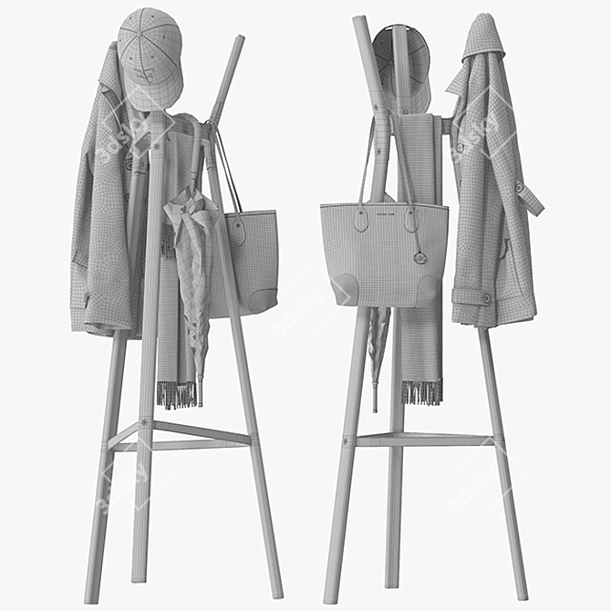 Elegant Steelwood Coat Stand 3D model image 5