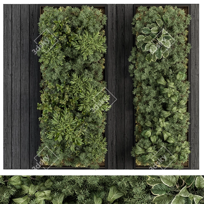 Stylish Vertical Garden: Black Frame Décor 3D model image 1