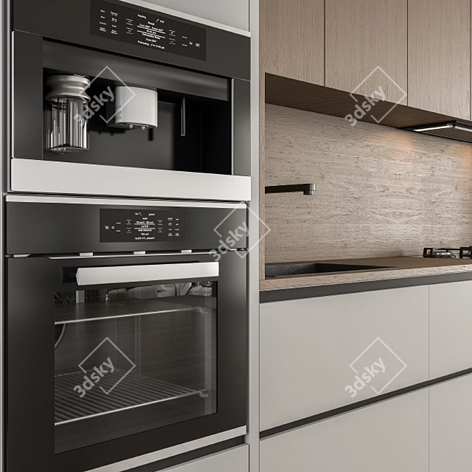 Sleek and Stylish White-Wood Kitchen 3D model image 4