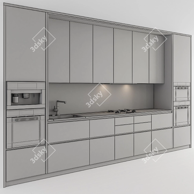 Sleek and Stylish White-Wood Kitchen 3D model image 5