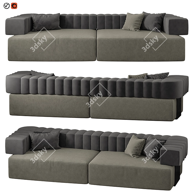 Luxury Truman Sofa: Elegant Wood Frame with Quilted Design 3D model image 1