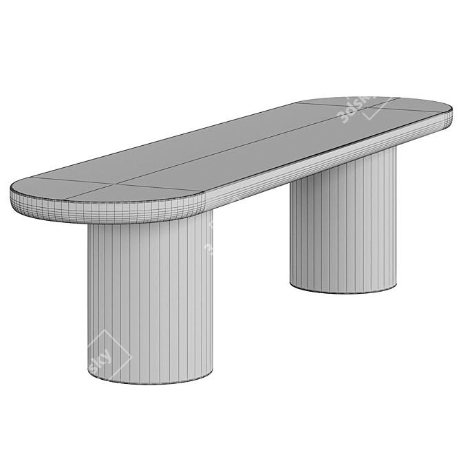 Sleek Porto Bench by Estudio Rain 3D model image 3