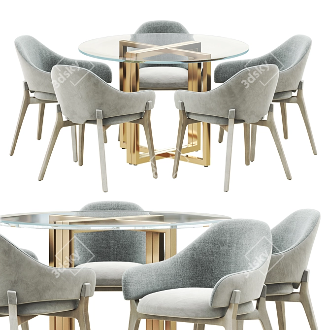 LIV 4Marina Chair Set with Silverado Brass Table 3D model image 1