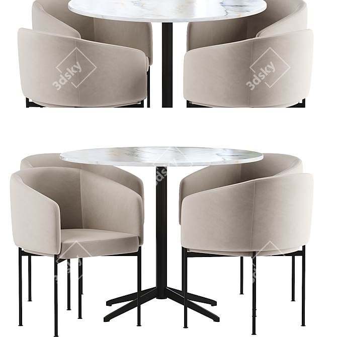 Elegant Bonnet Dining Table 3D model image 1