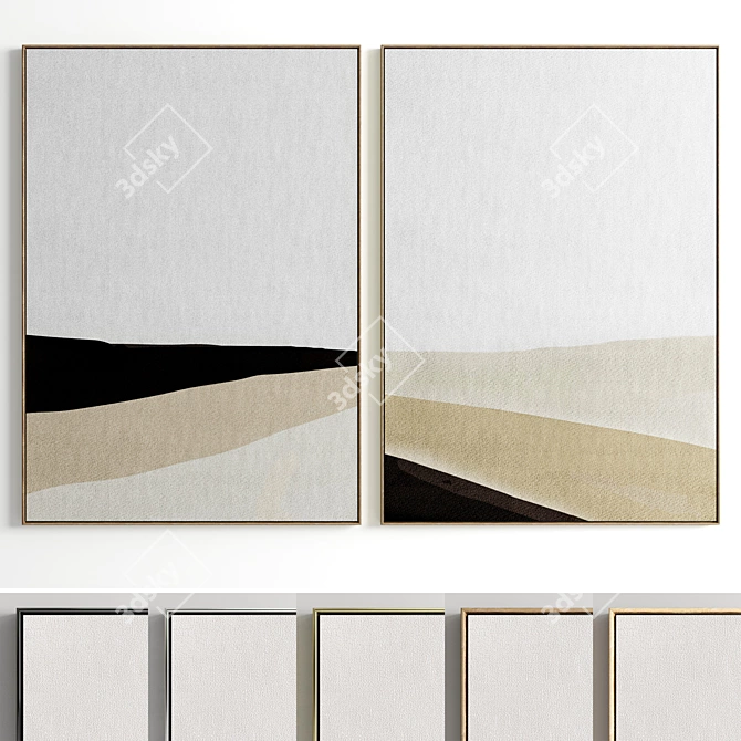 Elegant Frames Collection: Set of 2, 100x70cm 3D model image 1