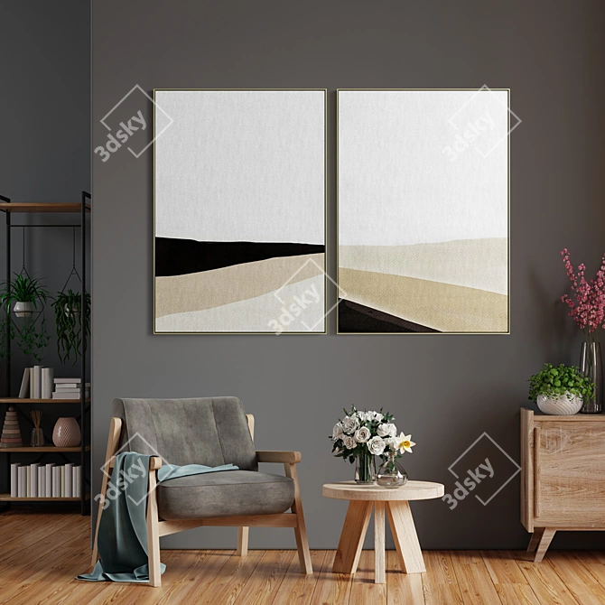 Elegant Frames Collection: Set of 2, 100x70cm 3D model image 4