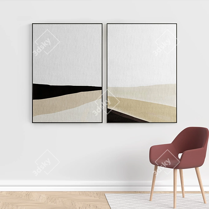 Elegant Frames Collection: Set of 2, 100x70cm 3D model image 5