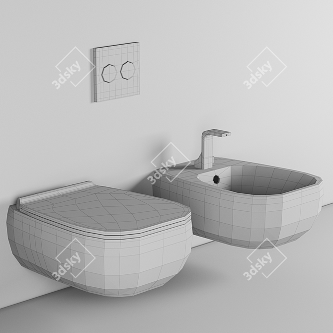 FLUO Black Wall-Hung Ceramic Toilet - 2021 Collection 3D model image 3