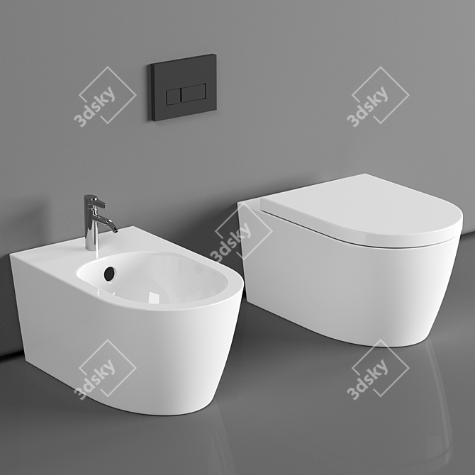 Duravit ME by Starck Wall-mounted Bidet - Matt White 3D model image 1