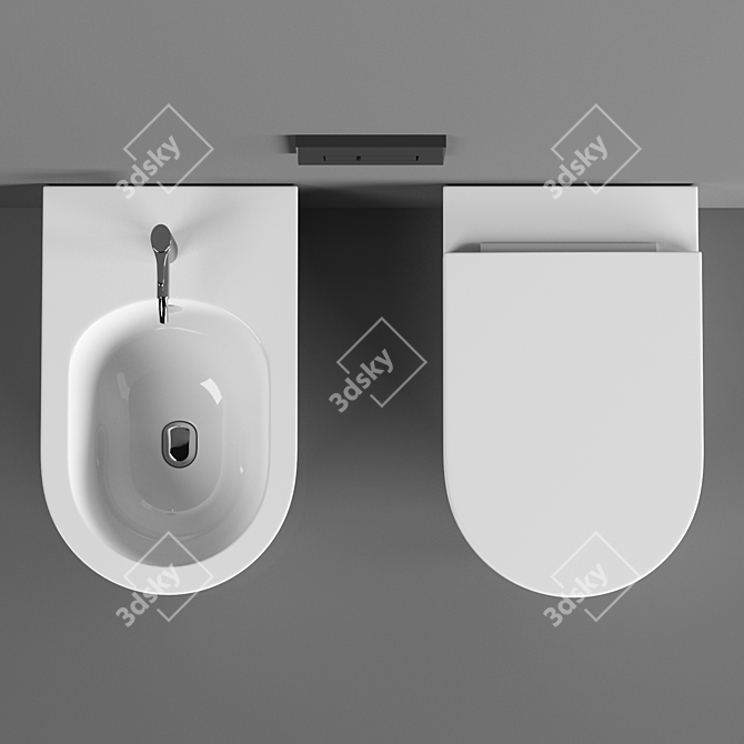 Duravit ME by Starck Wall-mounted Bidet - Matt White 3D model image 2