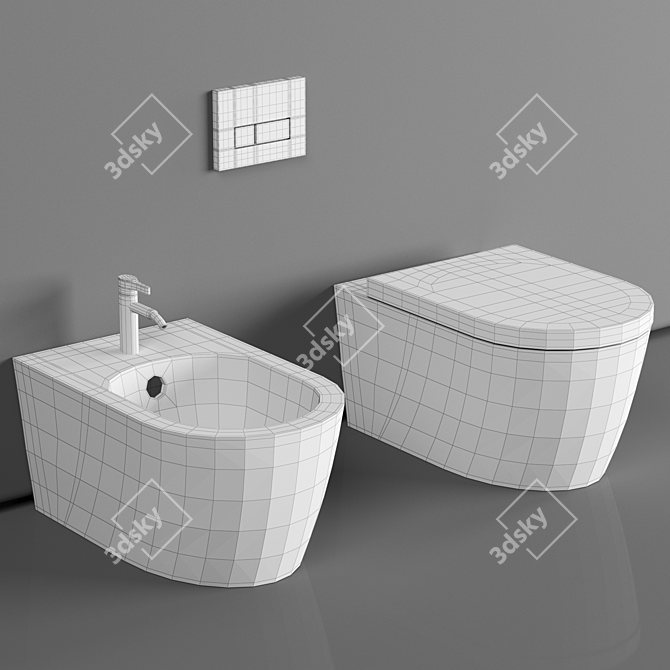 Duravit ME by Starck Wall-mounted Bidet - Matt White 3D model image 3