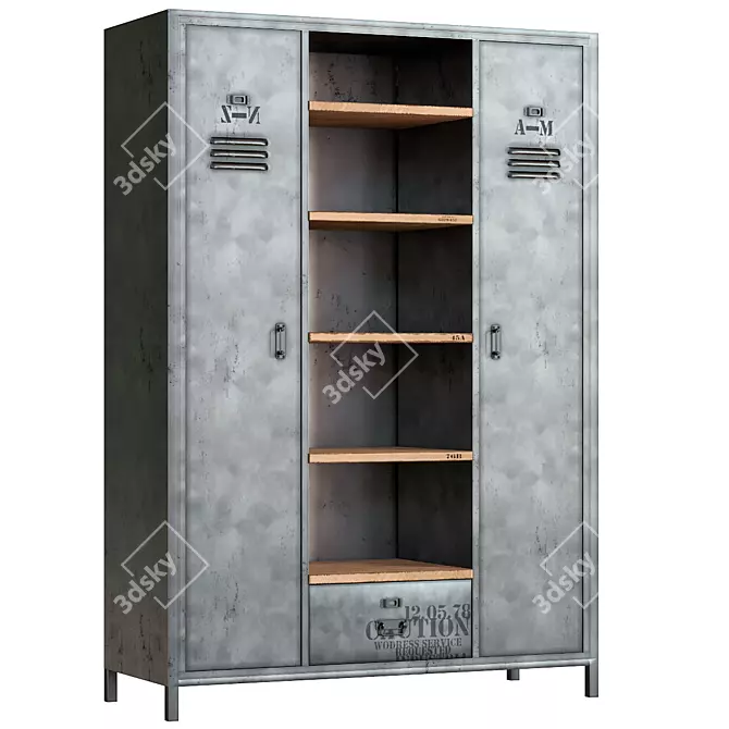 Antiqued Metal Industrial Closet 3D model image 2