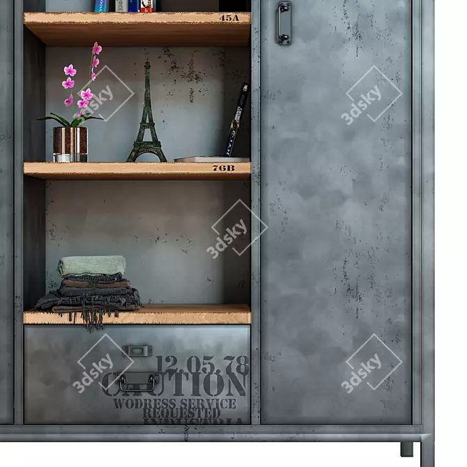 Antiqued Metal Industrial Closet 3D model image 3