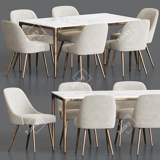 Mid Century Modern Dining Set 3D model image 1