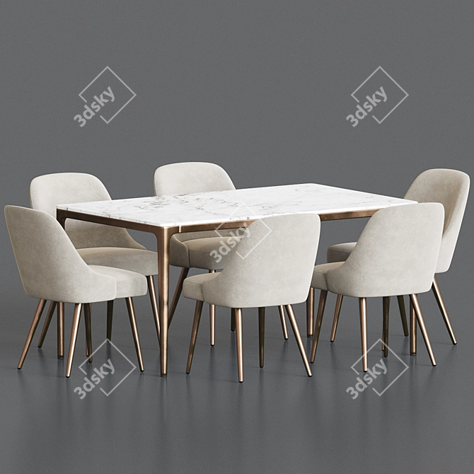 Mid Century Modern Dining Set 3D model image 2