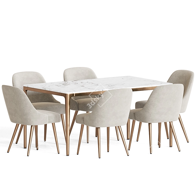 Mid Century Modern Dining Set 3D model image 4