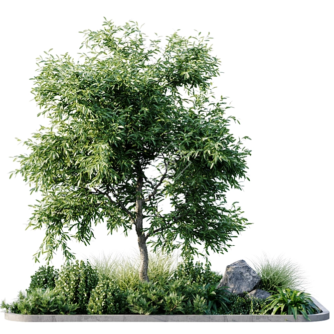 Blossom Haven: Outdoor Flowerbed 3D model image 1