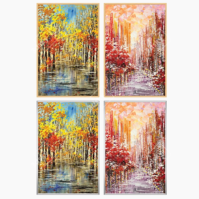 Elegant Art Set: 2 Paintings, 4 Frame Options 3D model image 3