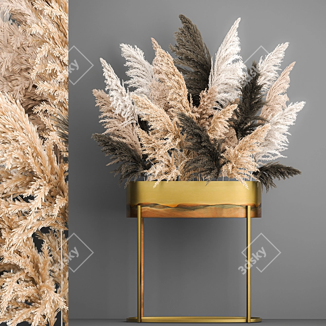 Elegant Dry Reed Bouquet 3D model image 1