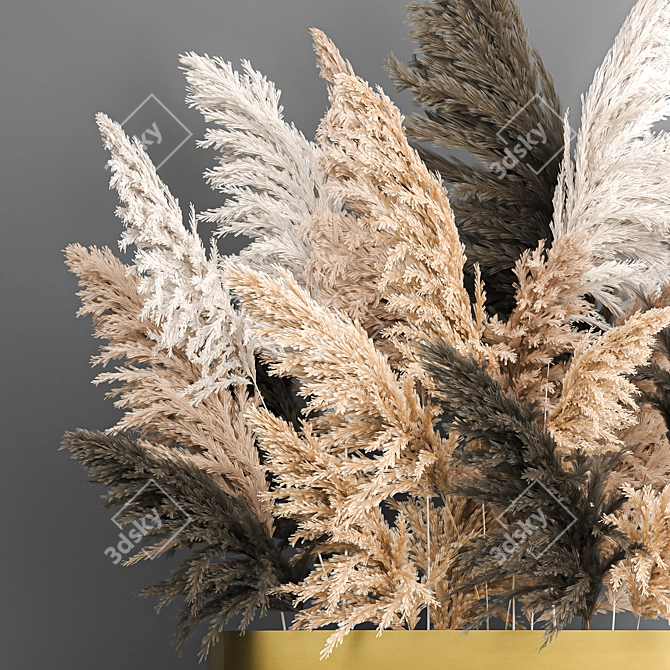 Elegant Dry Reed Bouquet 3D model image 2