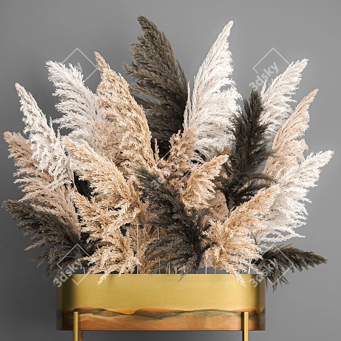 Elegant Dry Reed Bouquet 3D model image 3