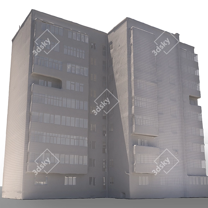 Modern Nine-storey Residential Building 3D model image 5