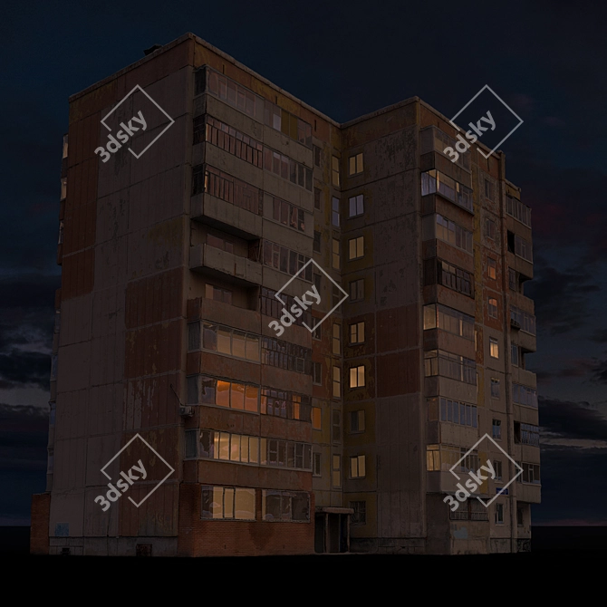 Modern Nine-storey Residential Building 3D model image 7