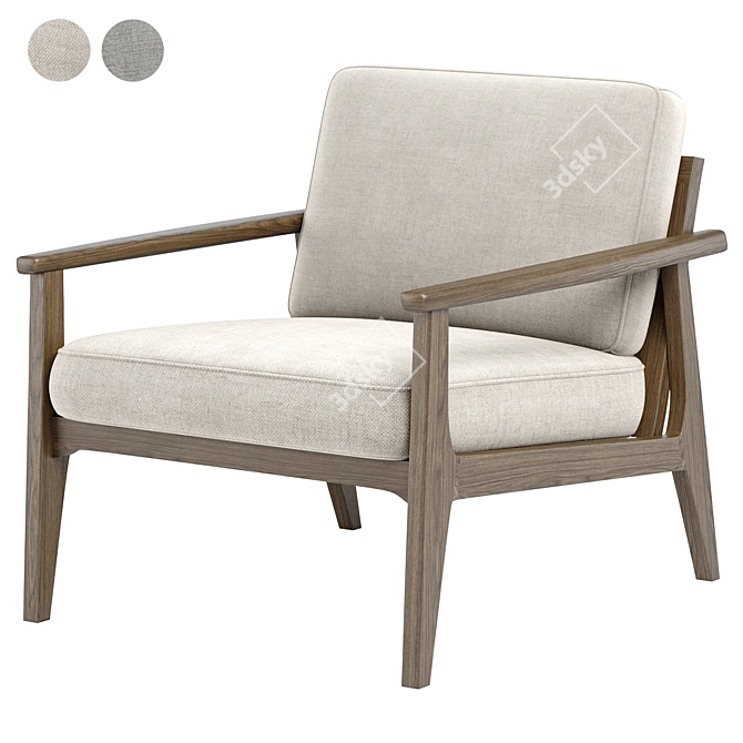 Stylish MidCentury Armchair 3D model image 1