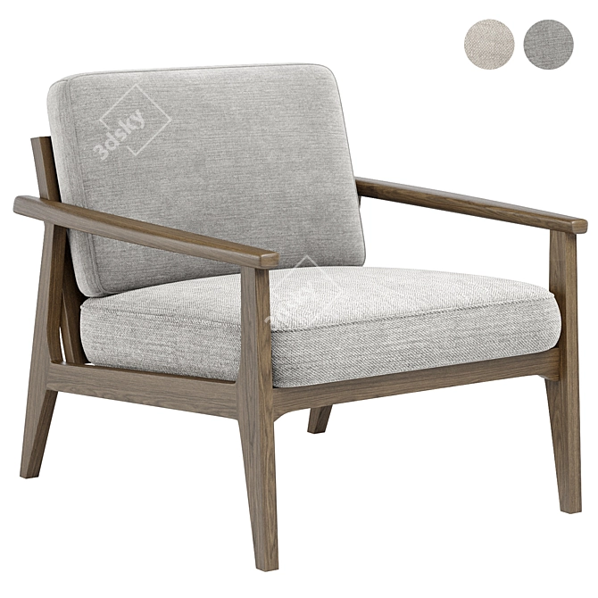 Stylish MidCentury Armchair 3D model image 2